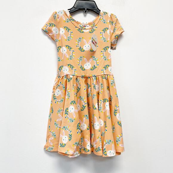 Dot Dot Smile Girls Orange Bunny Easter Print Cap Short Sleeve Dress Size 2T - Picture 1 of 4